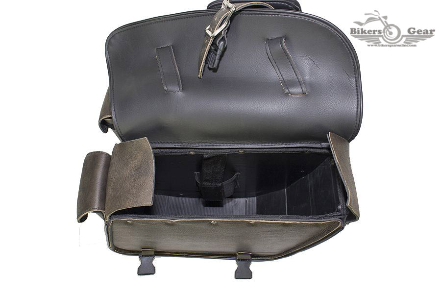 Distressed Brown Leather Concealed Carry Saddlebag with Conchos