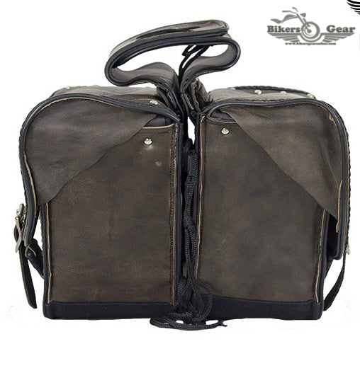 Genuine Distressed Brown Leather Concealed Carry Saddlebag