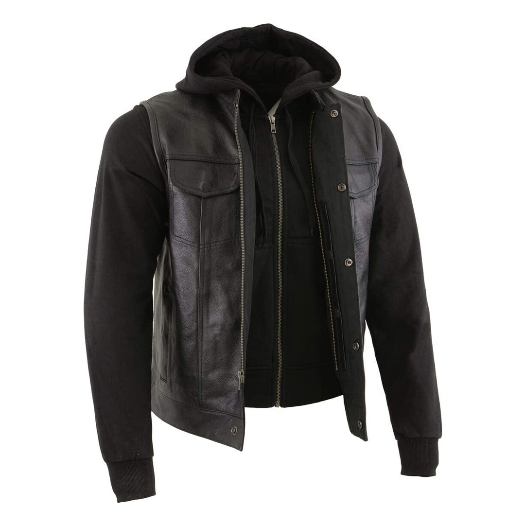 Milwaukee Leather Hooded Men's Club Style Zipper Front Vest