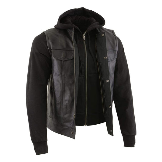 Milwaukee Leather Hooded Men's Club Style Zipper Front Vest