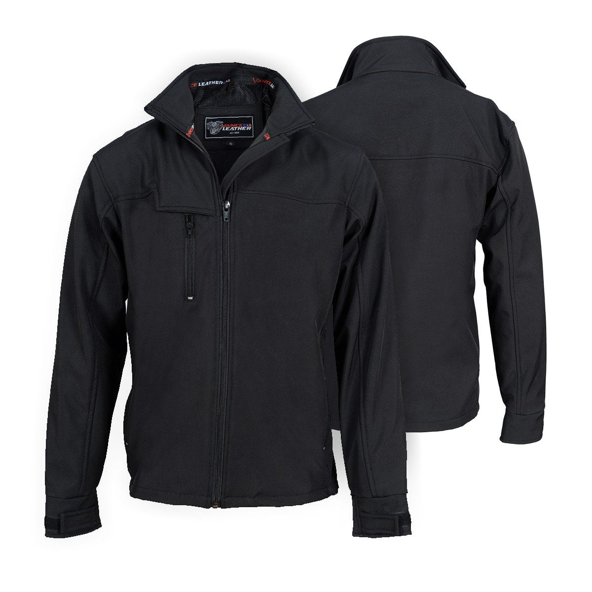Black Waterproof Lightweight Zipper Front Soft Shell Jacket