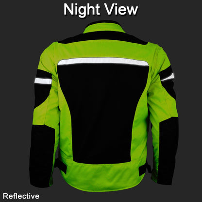 ADVANCED 3-SEASON MESH/TEXTILE CE ARMOR MOTORCYCLE JACKET (GREEN)