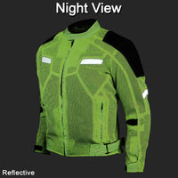 HIGH VISIBILITY MESH MOTORCYCLE JACKET WITH INSULATED LINER AND CE ARMOR