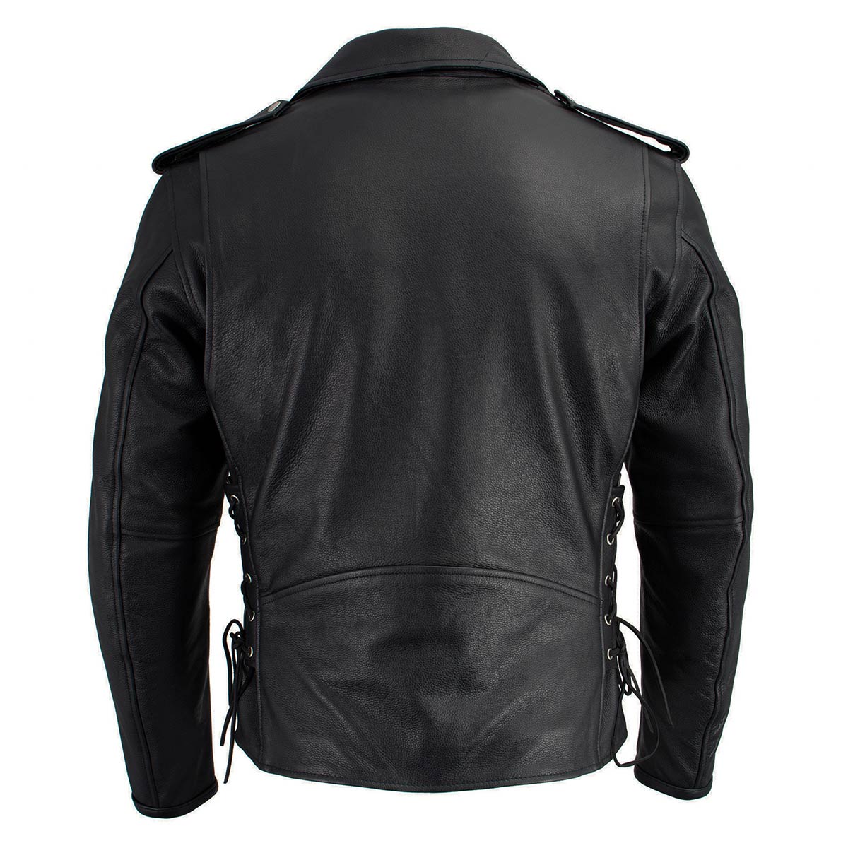 Men's Leather Black Classic Side Lace Police Style Jacket