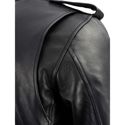 Men's Leather Black Classic Side Lace Police Style Jacket