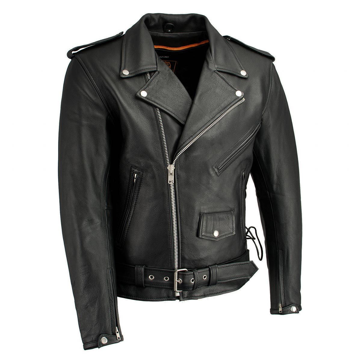 Men's Leather Black Classic Side Lace Police Style Jacket – Bikers