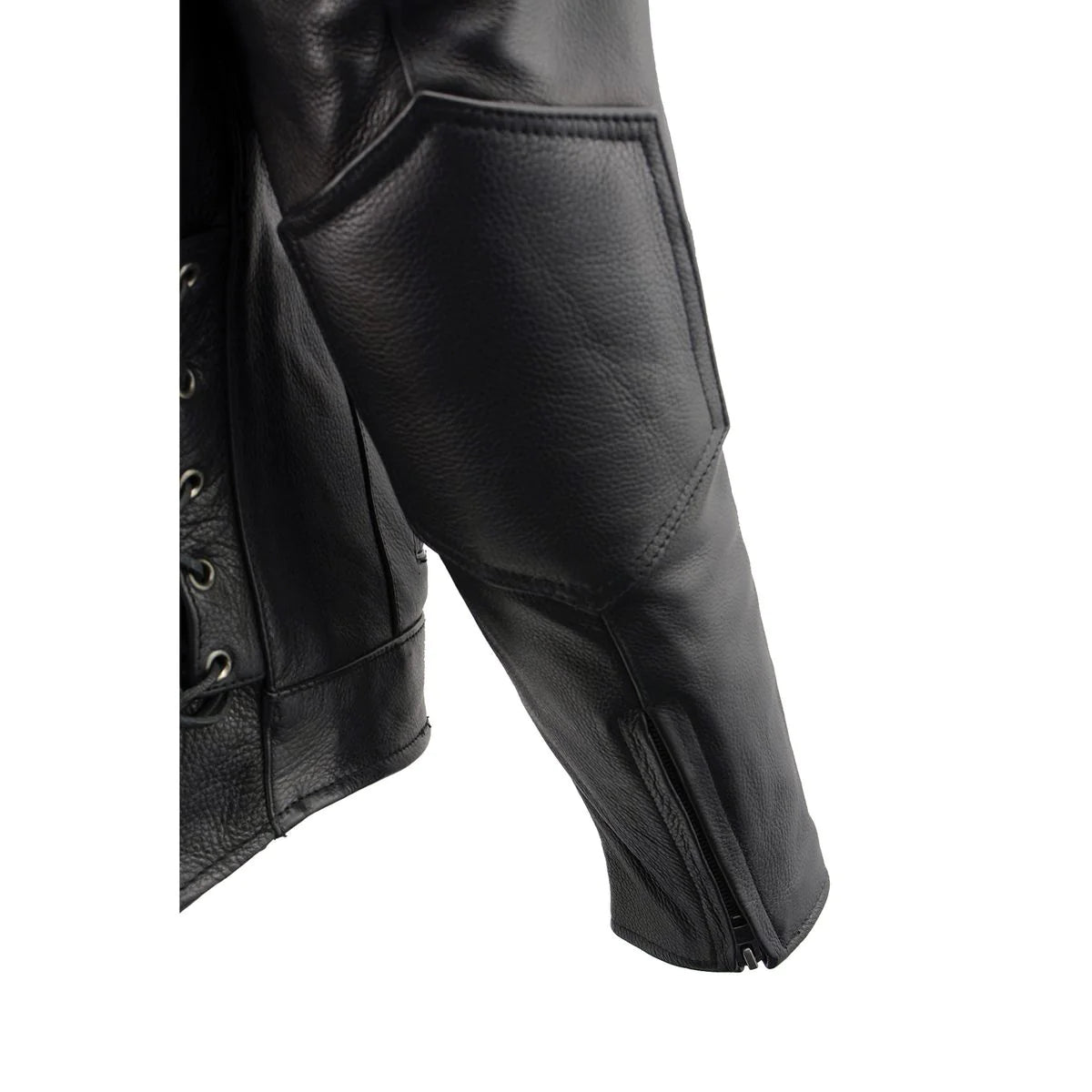 Men's Black Vented Scooter Leather Jacket with Side Laces