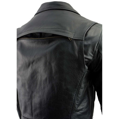 Black Genuine Leather Motorcycle Jacket for Men, 1.3mm Thick Police Style Biker Jacket