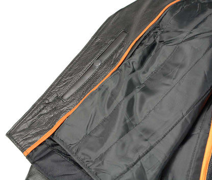 Black Genuine Leather Motorcycle Jacket for Men, 1.3mm Thick Police Style Biker Jacket