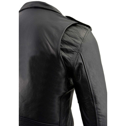 Men's “The Legend” Classic Police Style Black Leather Motorcycle Jacket