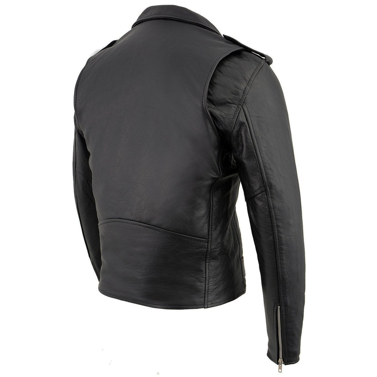 Men's “The Legend” Classic Police Style Black Leather Motorcycle Jacket