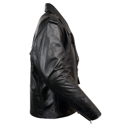 Men's “The Legend” Classic Police Style Black Leather Motorcycle Jacket