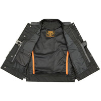 Men's Side Lace Front Snap and Zipper Leather Club Vest