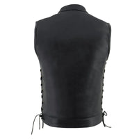 Men's Side Lace Front Snap and Zipper Leather Club Vest