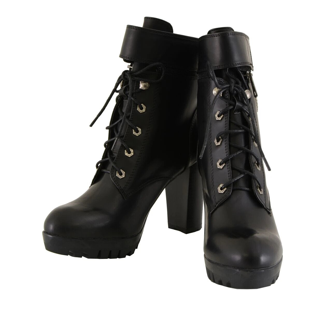 Womens Black Lace-Up Boots with Double Height Option
