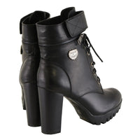 Womens Black Lace-Up Boots with Double Height Option