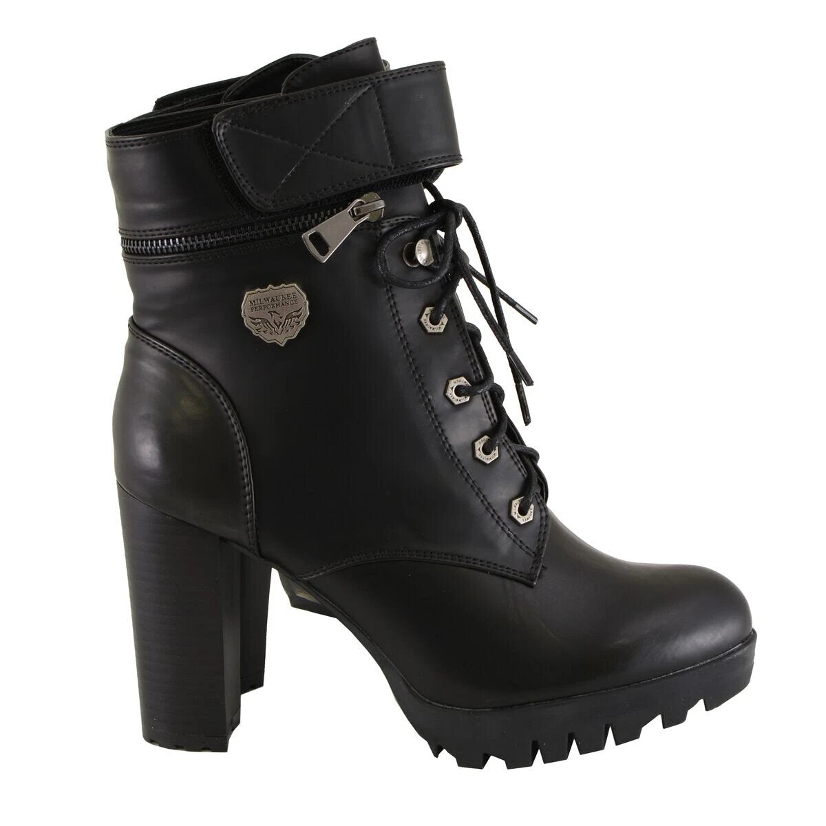 Womens Black Lace-Up Boots with Double Height Option