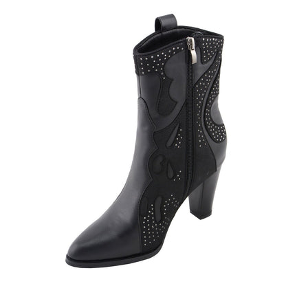 Womens Black Western Style Boots with Studded Bling