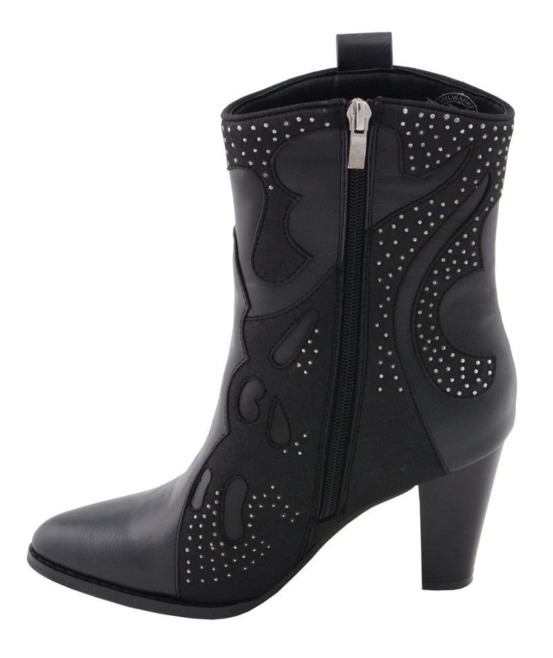 Womens Black Western Style Boots with Studded Bling