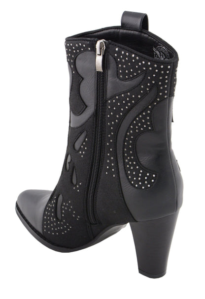 Womens Black Western Style Boots with Studded Bling