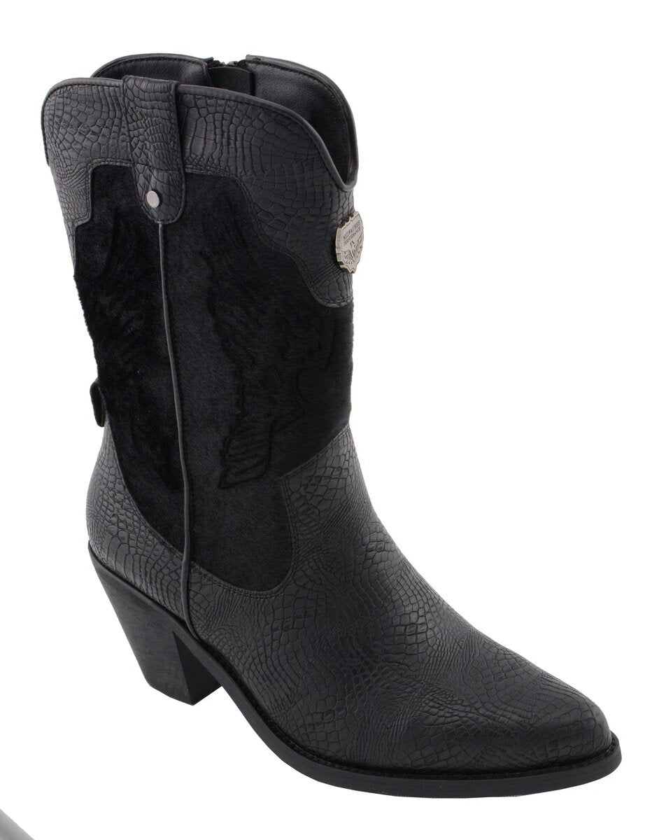 Milwaukee Performance MBL9441 Ladies Black Western Boot with Black Snake Print