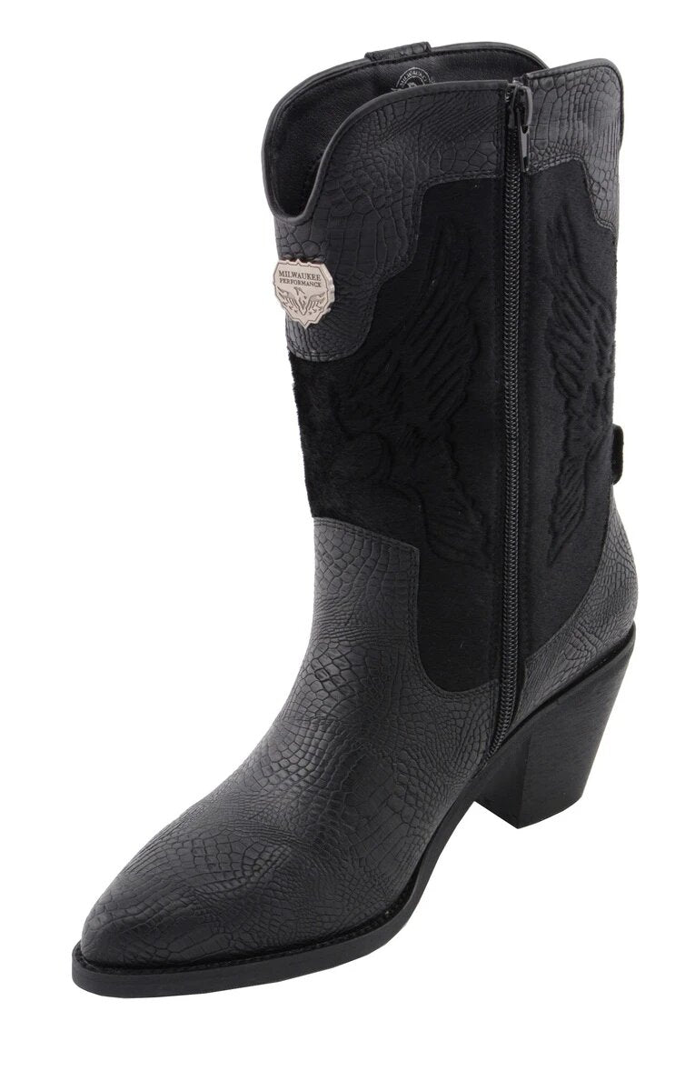 Milwaukee Performance MBL9441 Ladies Black Western Boot with Black Snake Print