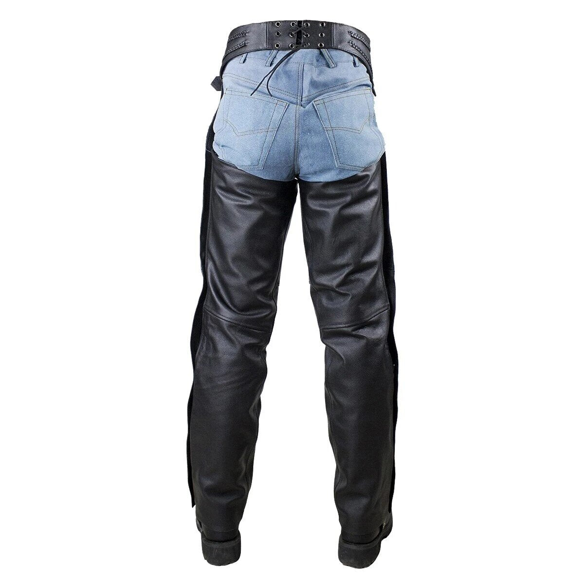 VANCE LEATHER BASIC ECONOMY LEATHER CHAPS WITH BRAID TRIM – Bikers