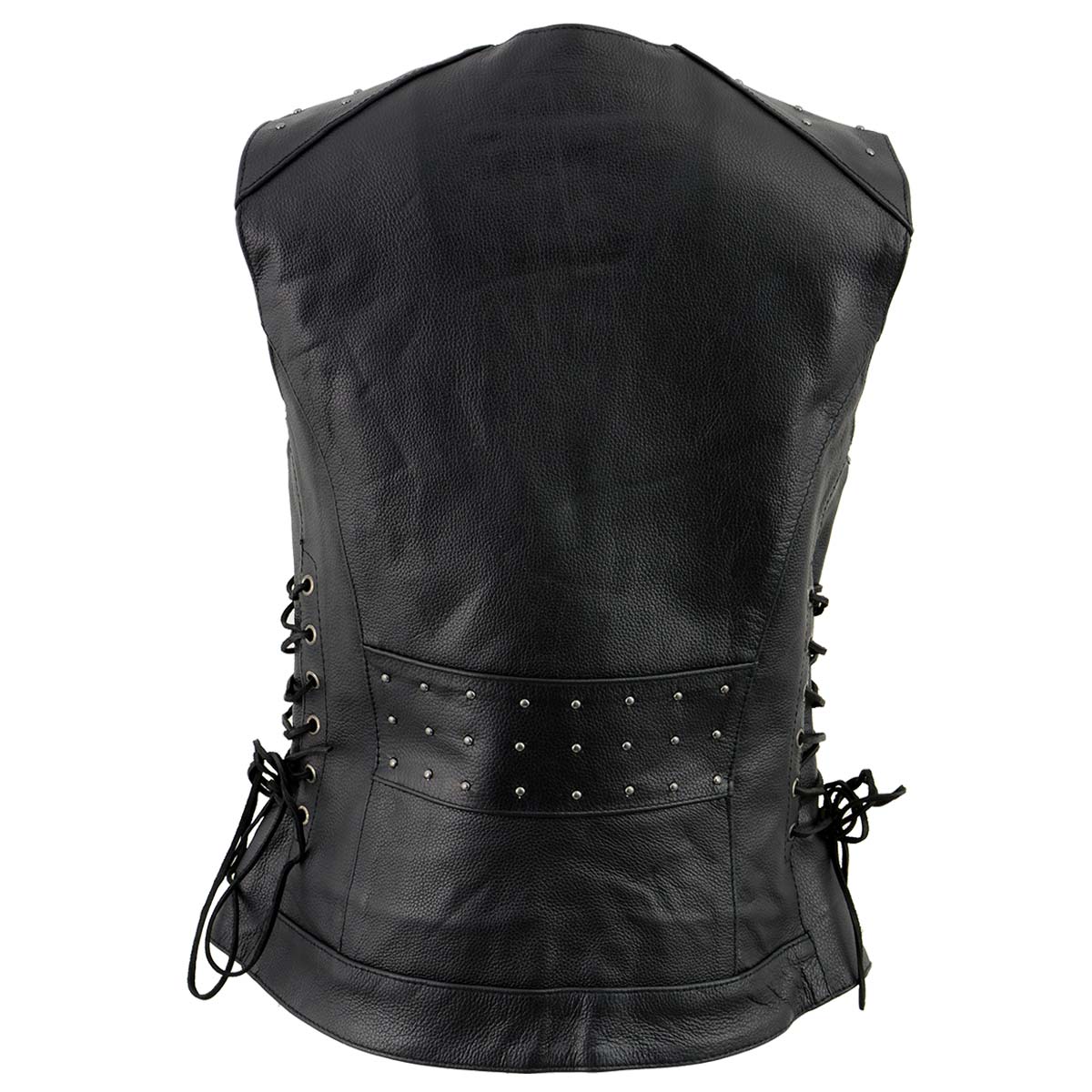 Milwaukee Leather MLL4504 Women's 'Riveted' Black Leather Vest with Side Laces