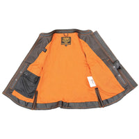Milwaukee Leather MLL4507 Women's 'Laser Cut' Distressed Black and Orange Scuba Style Vest