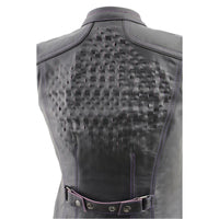 Milwaukee Leather MLL4507 Women's 'Laser Cut' Distressed Black and Grey Scuba Style Vest