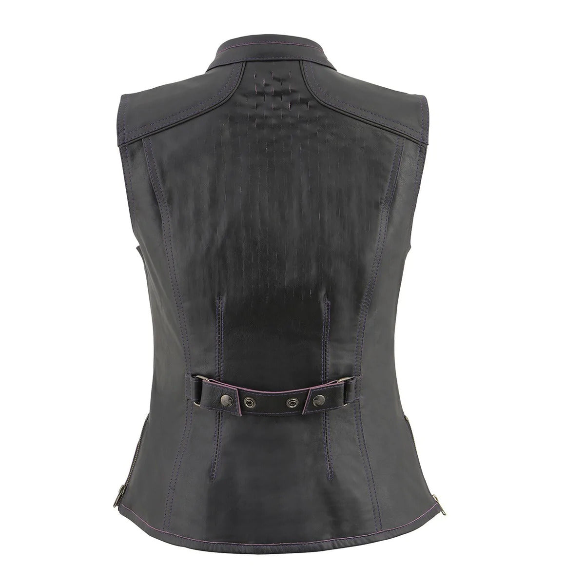 Women's 'Laser Cut' Distressed Black and Purple Scuba Style Vest