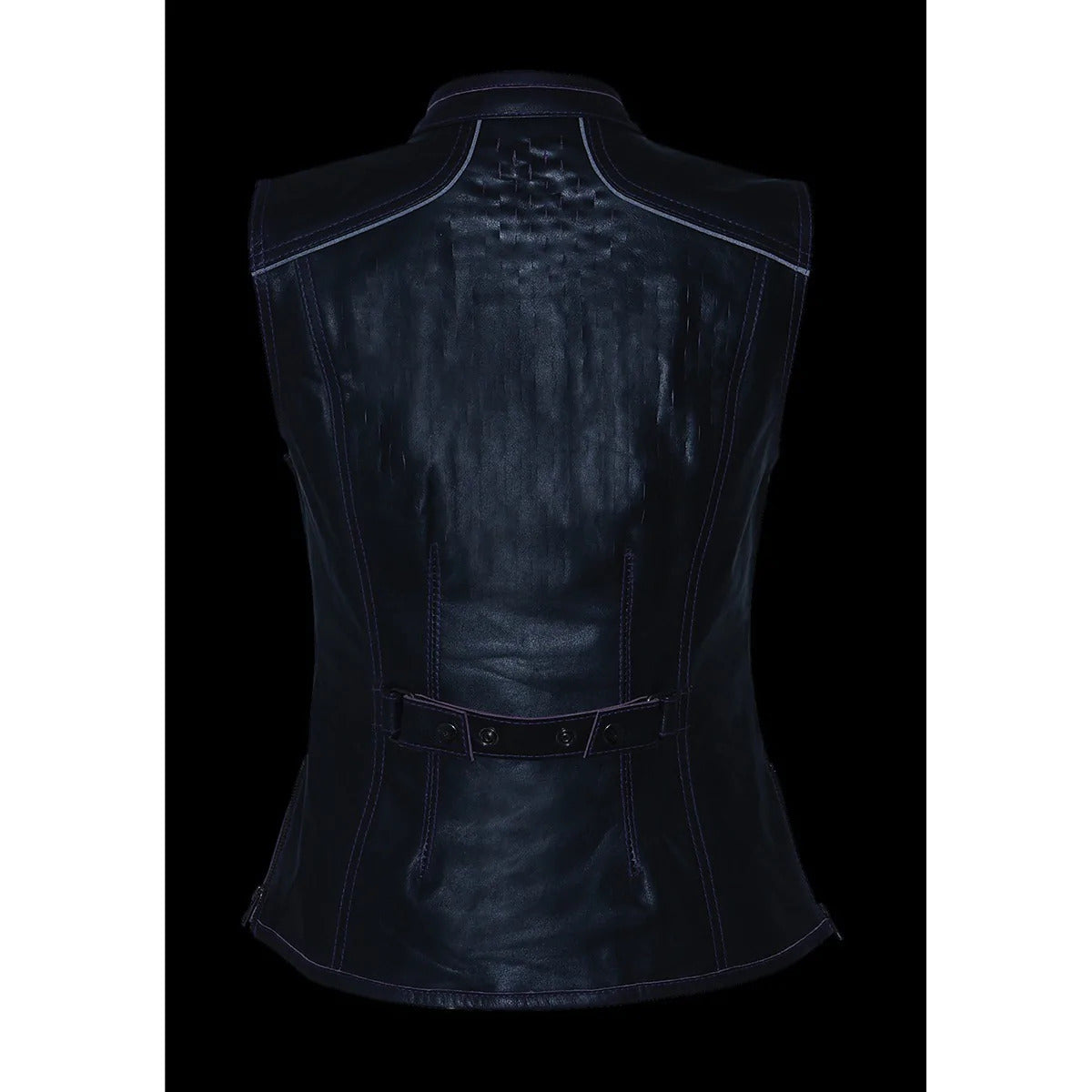 Women's 'Laser Cut' Distressed Black and Purple Scuba Style Vest