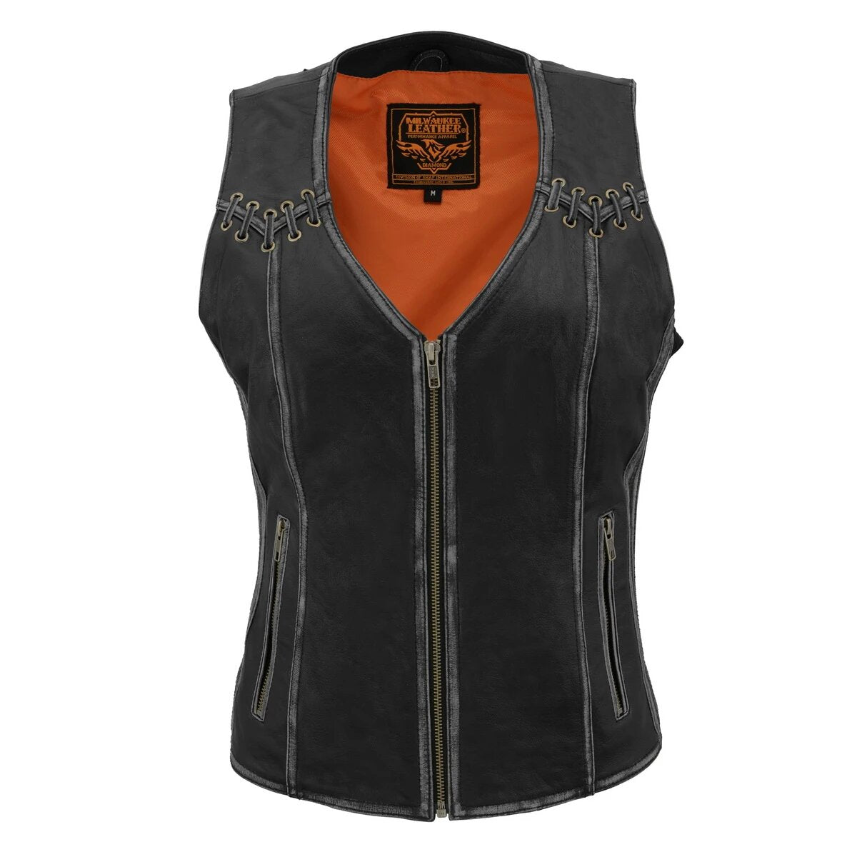 Milwaukee Leather MLL4526 Women's Distressed Grey Leather Vest