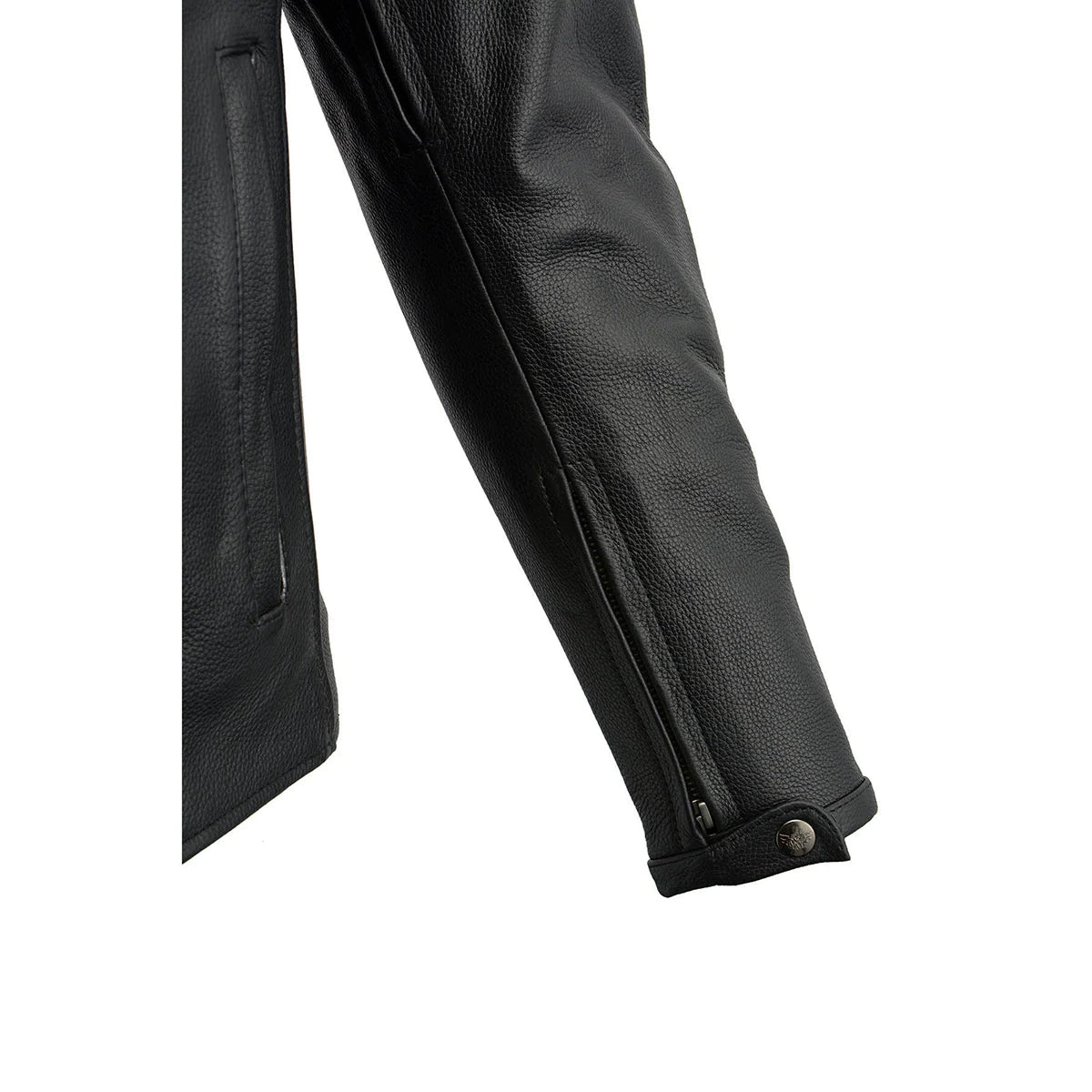 Men's Crossover Black Leather Scooter Jacket with Reflective Skulls