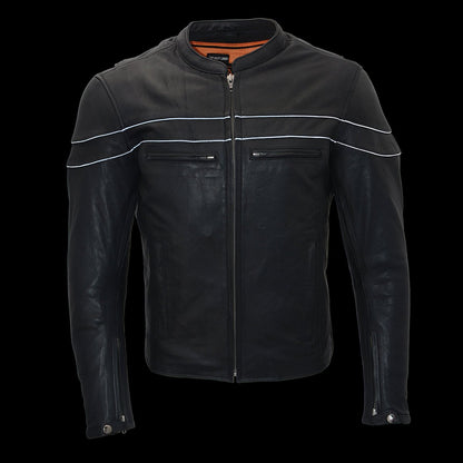 Men's ‘Crossover’ Black Leather Lightweight MC Jacket