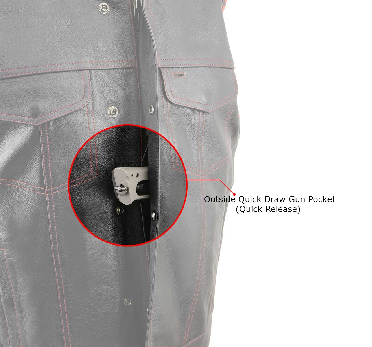 Men’s ‘Old Glory’ Black Leather with Red Stitching Vest and Laced Arm Holes