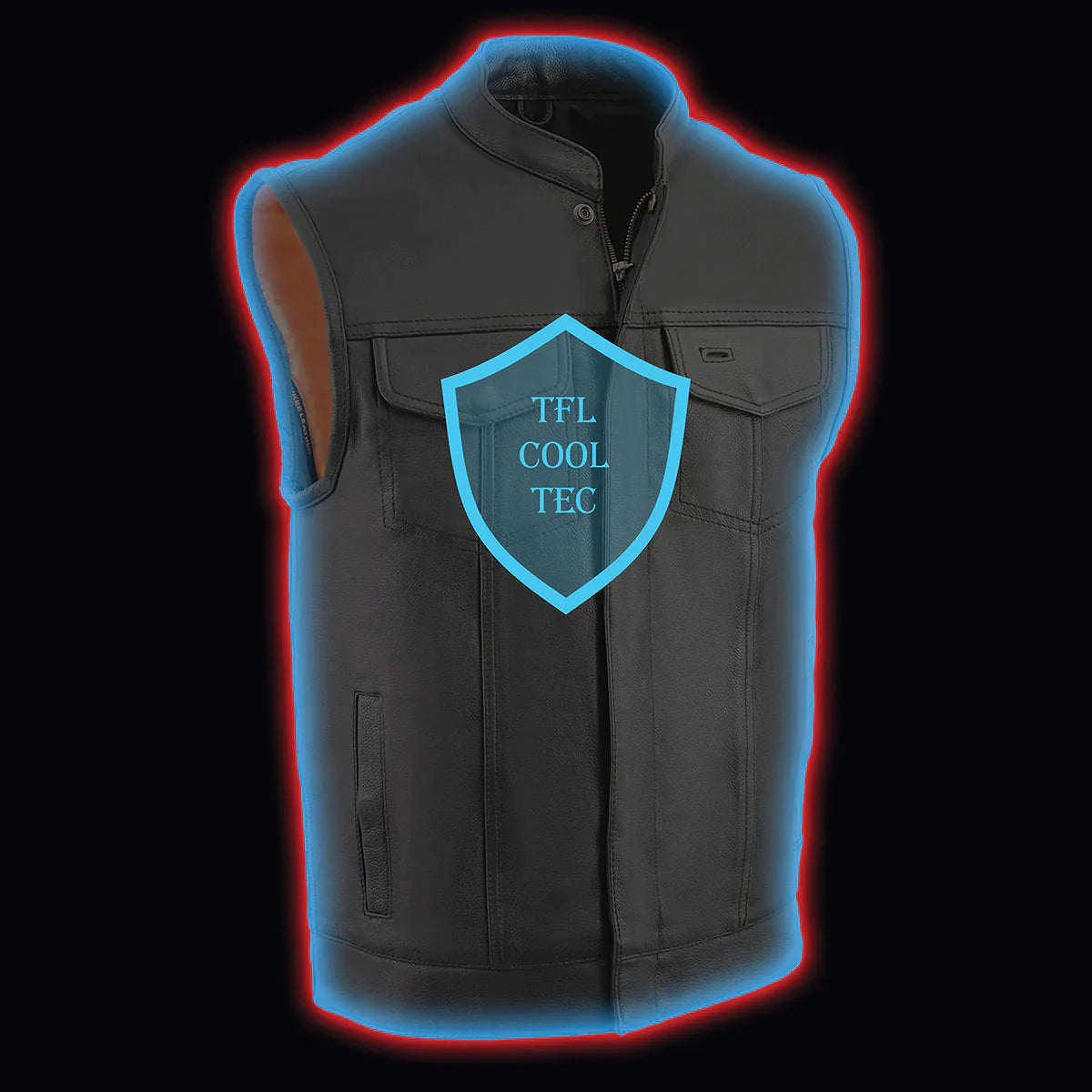 Men's Black 'Cool-Tec' ‘Club Style Vest’ Leather Vest