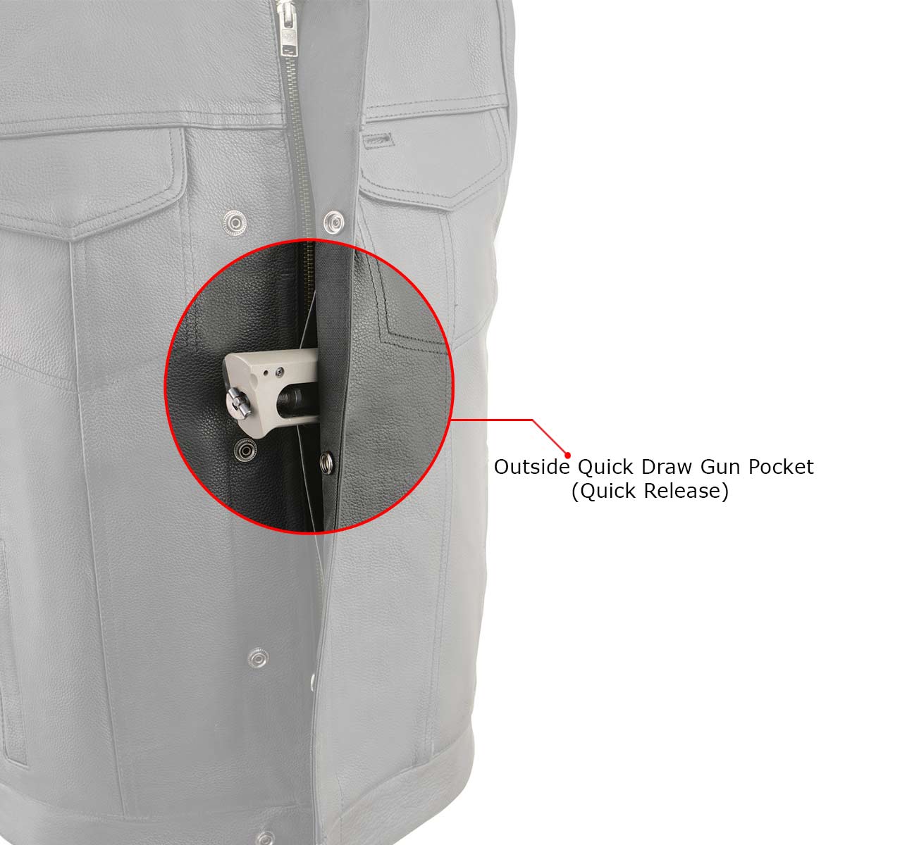 Men's 'Cool-Tec' Black Leather Collarless Motorcycle Club Style Vest