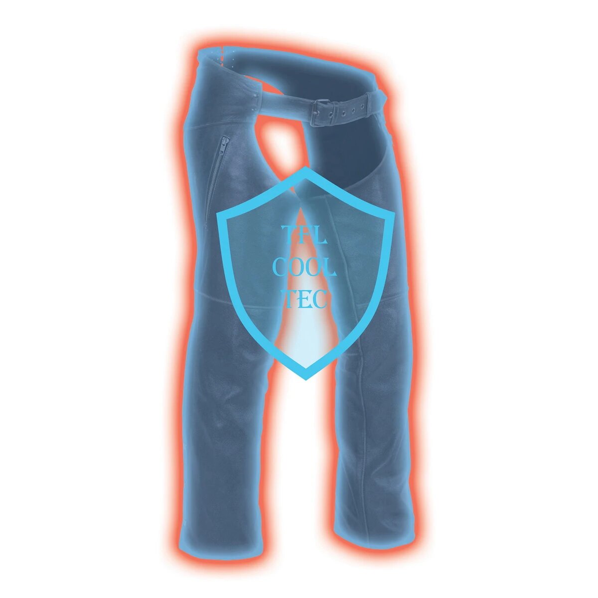Men's 'Cool-Tec' Black Leather Chaps with Zippered Thigh Pockets