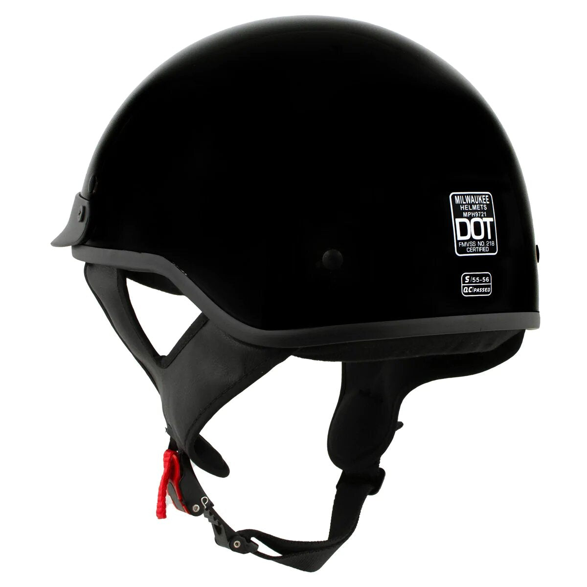 Milwaukee Helmets 'Momentum' Glossy Black Half Helmet