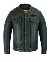 Men’s Modern Utility Style Jacket in Lightweight Drum Dyed Distressed Nake