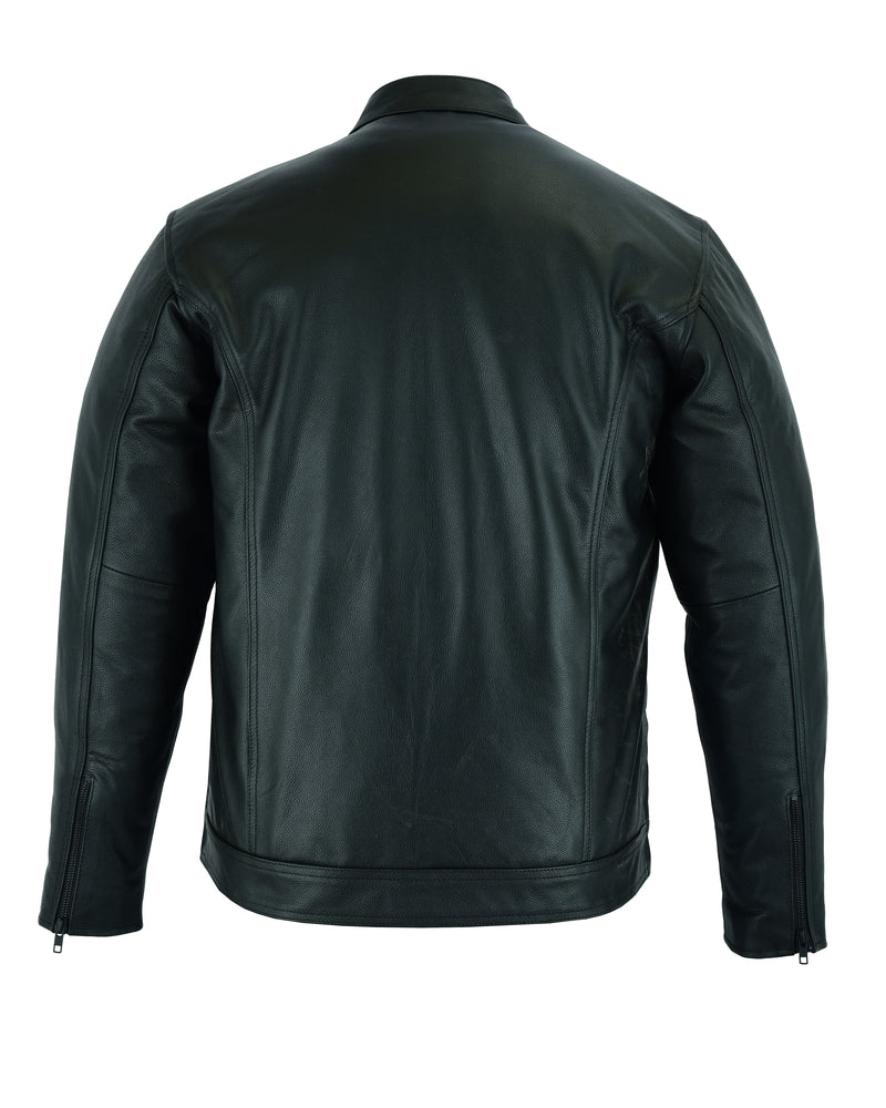 Men's Full Cut Leather Shirt with Zipper/Snap Front
