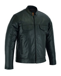 Men's Full Cut Leather Shirt with Zipper/Snap Front