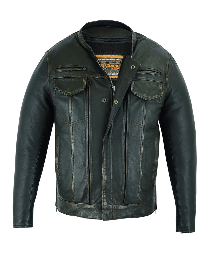 Men’s Modern Utility Style Jacket in Lightweight Drum Dyed Distressed Nake