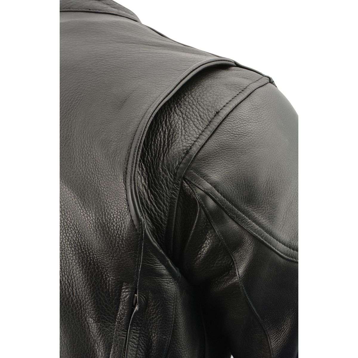 Men's 'Scooter' Black Vented Leather Jacket with Side Laces