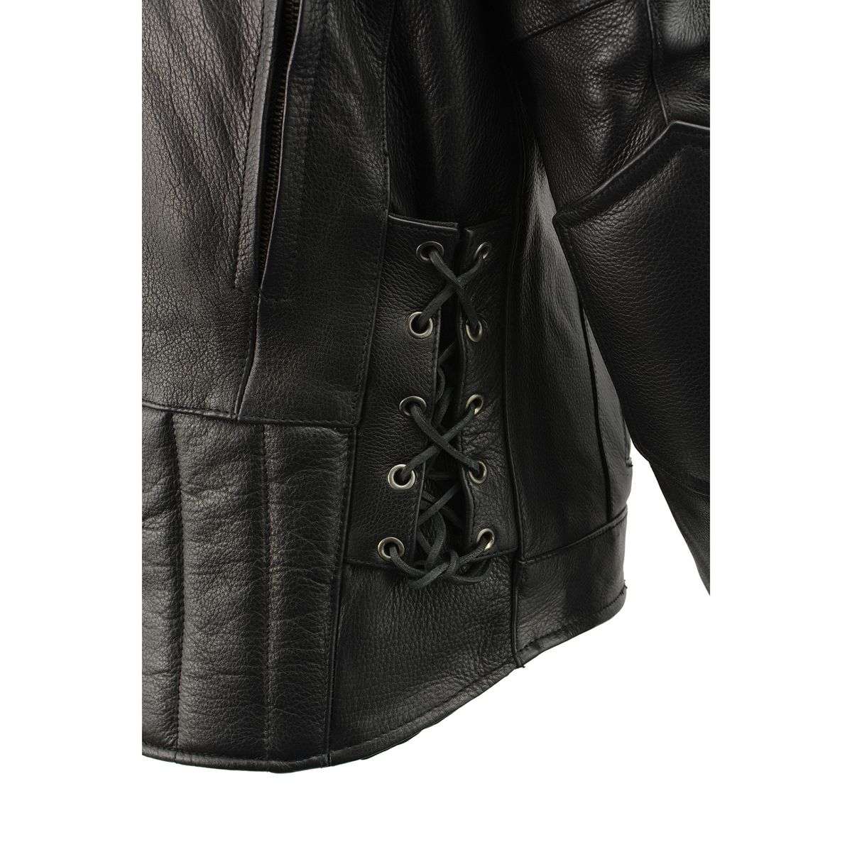 Men's 'Scooter' Black Vented Leather Jacket with Side Laces