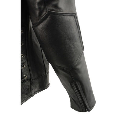 Men's 'Scooter' Black Vented Leather Jacket with Side Laces