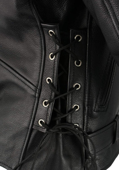 Men's TALL Classic Side Lace Police Style Motorcycle Leather Jacket