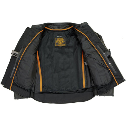 Men's Sporty Crossover Vented Black Motorcycle Leather Scooter Jacket
