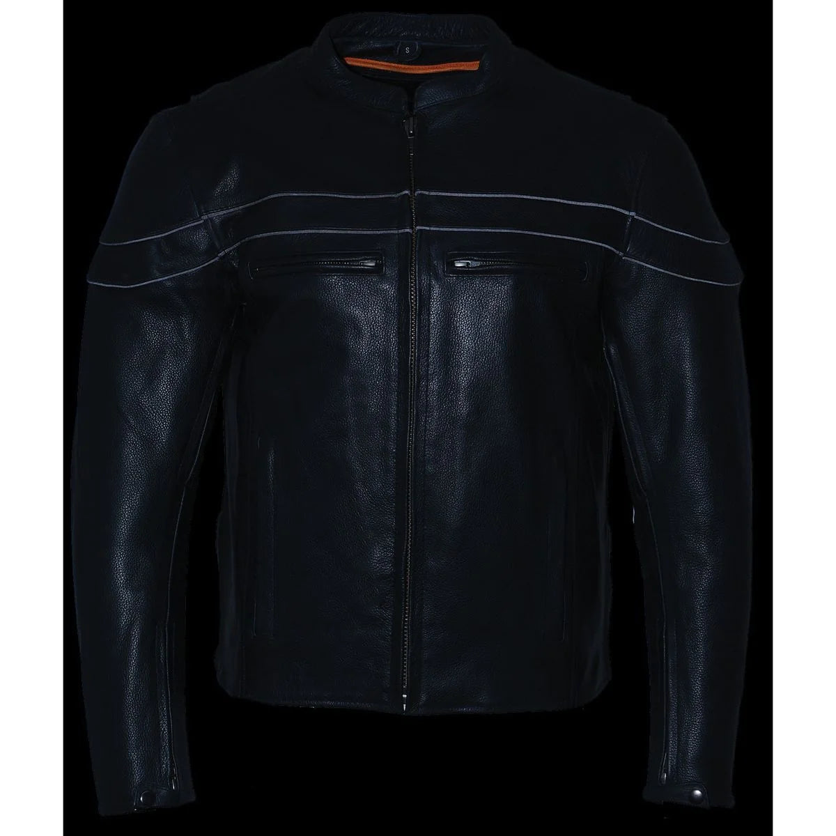 Men's Sporty Crossover Vented Black Motorcycle Leather Scooter Jacket